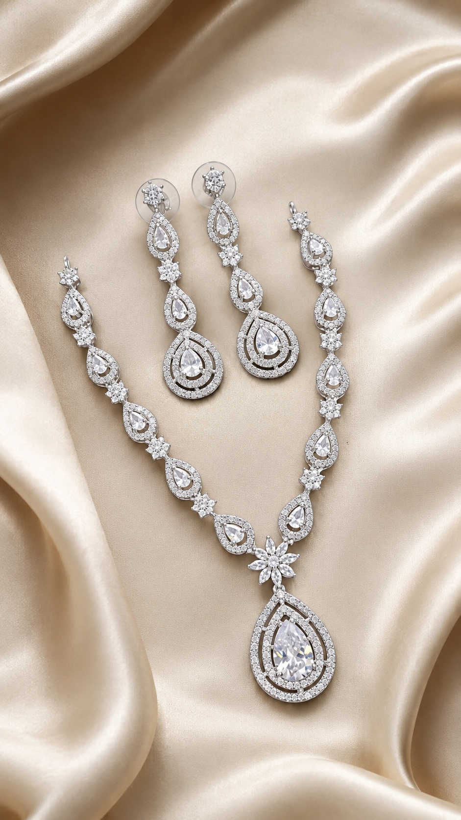Luna Luxe™ Royal Teardrop Crystal Necklace & Earrings Set