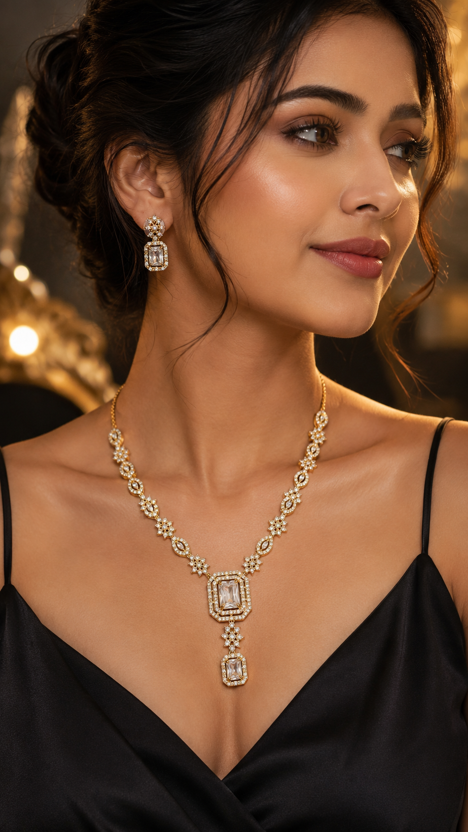 Luna Luxe™ Royal Emerald Crystal Necklace & Earrings Set
