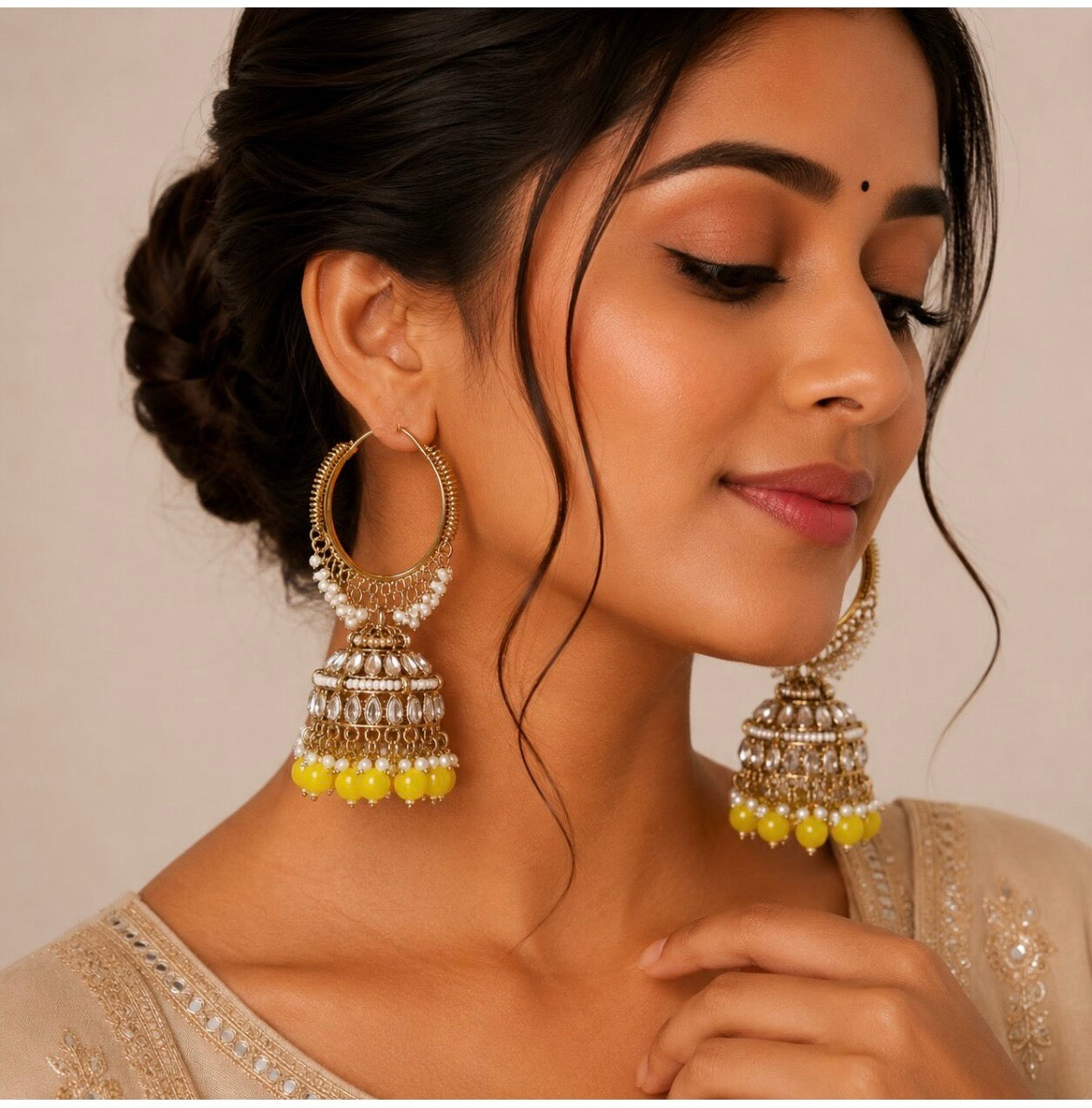 Luna Luxe™ Premium Traditional Gold-Plated Kundan Jhumka Earrings | Ethnic Party & Wedding Wear | Multi-Color Variants