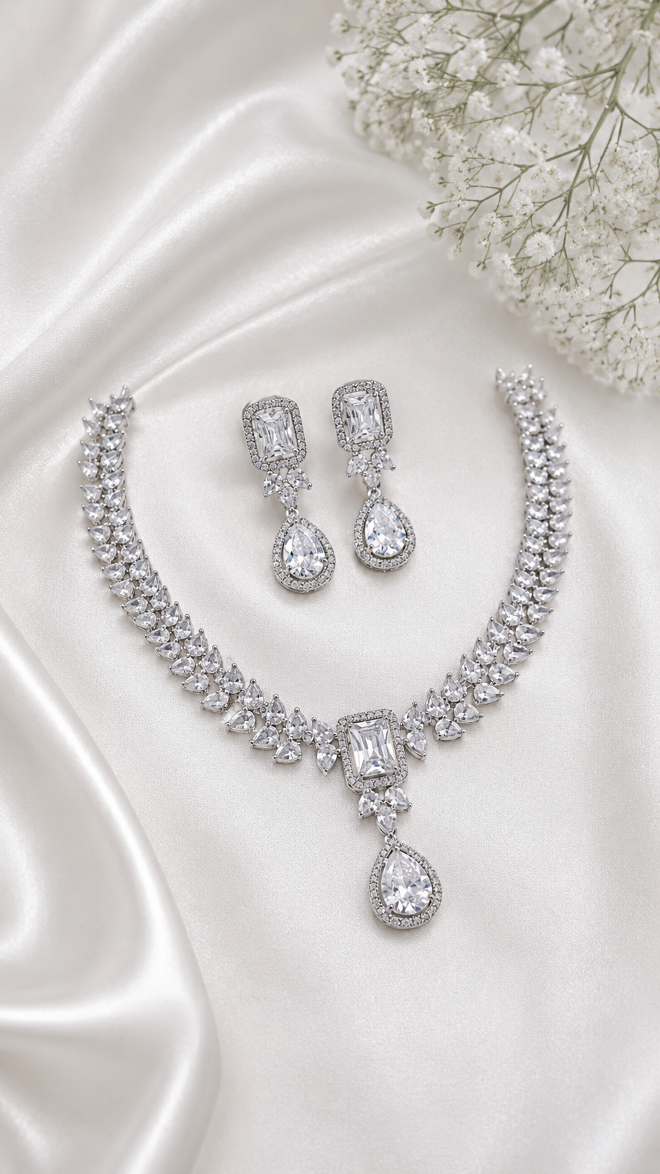 Luna Luxe™ Royal Diamond Crystal Bridal Necklace & Earrings Set