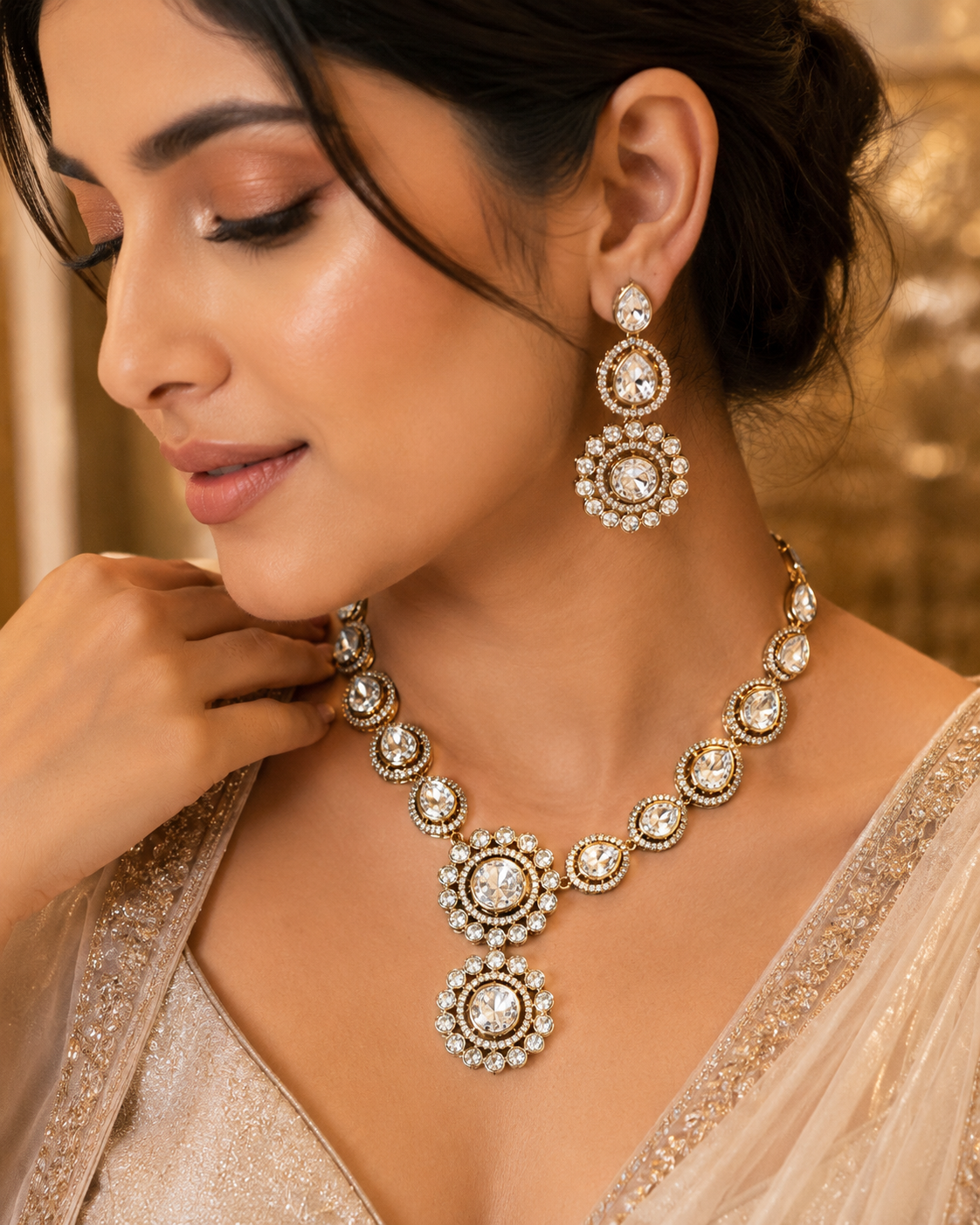 Luna Luxe™ Royal Crystal Bridal Necklace Set with Earrings
