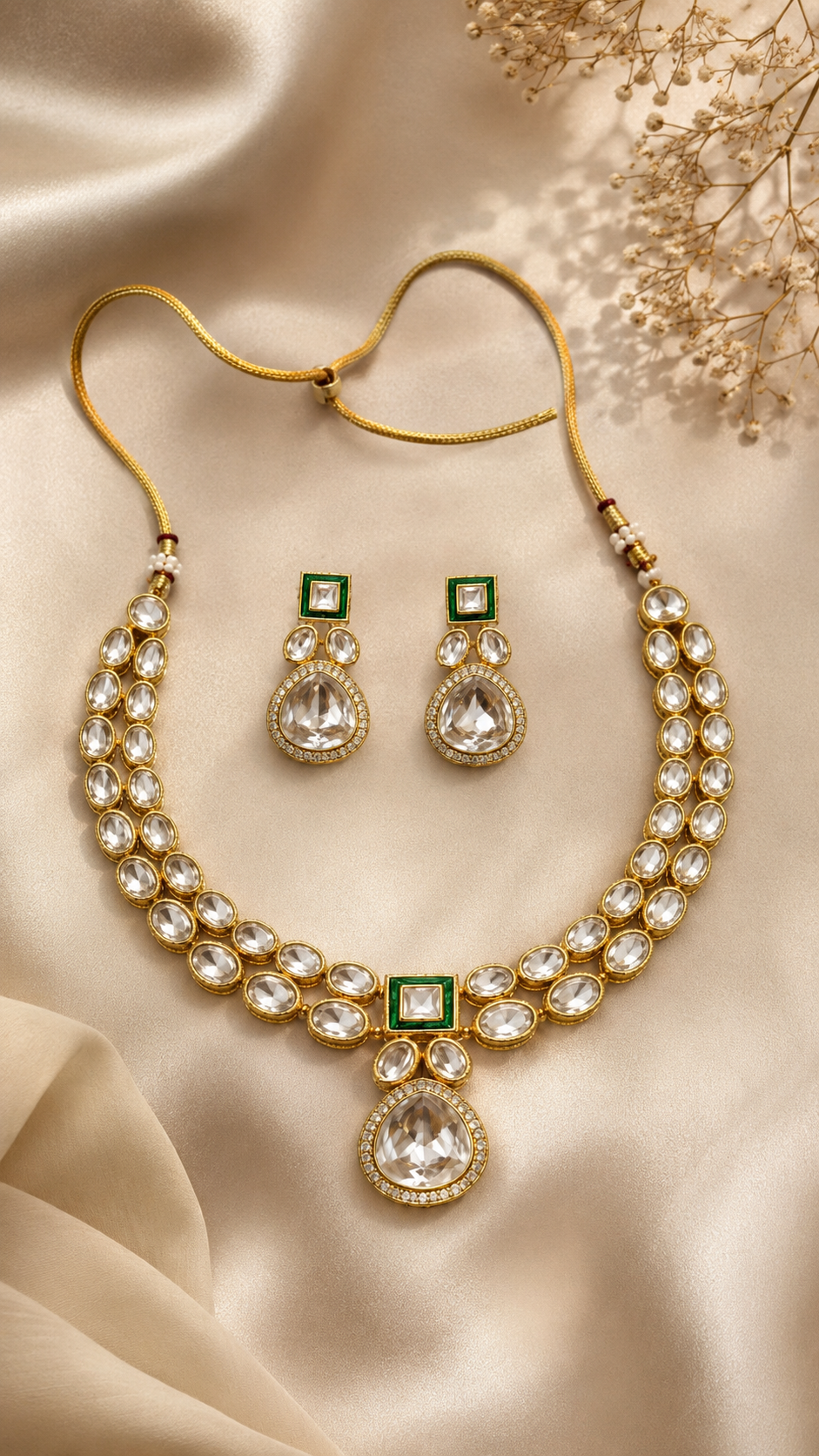Luna Luxe™ Royal Pearl & Emerald Bridal Necklace Set