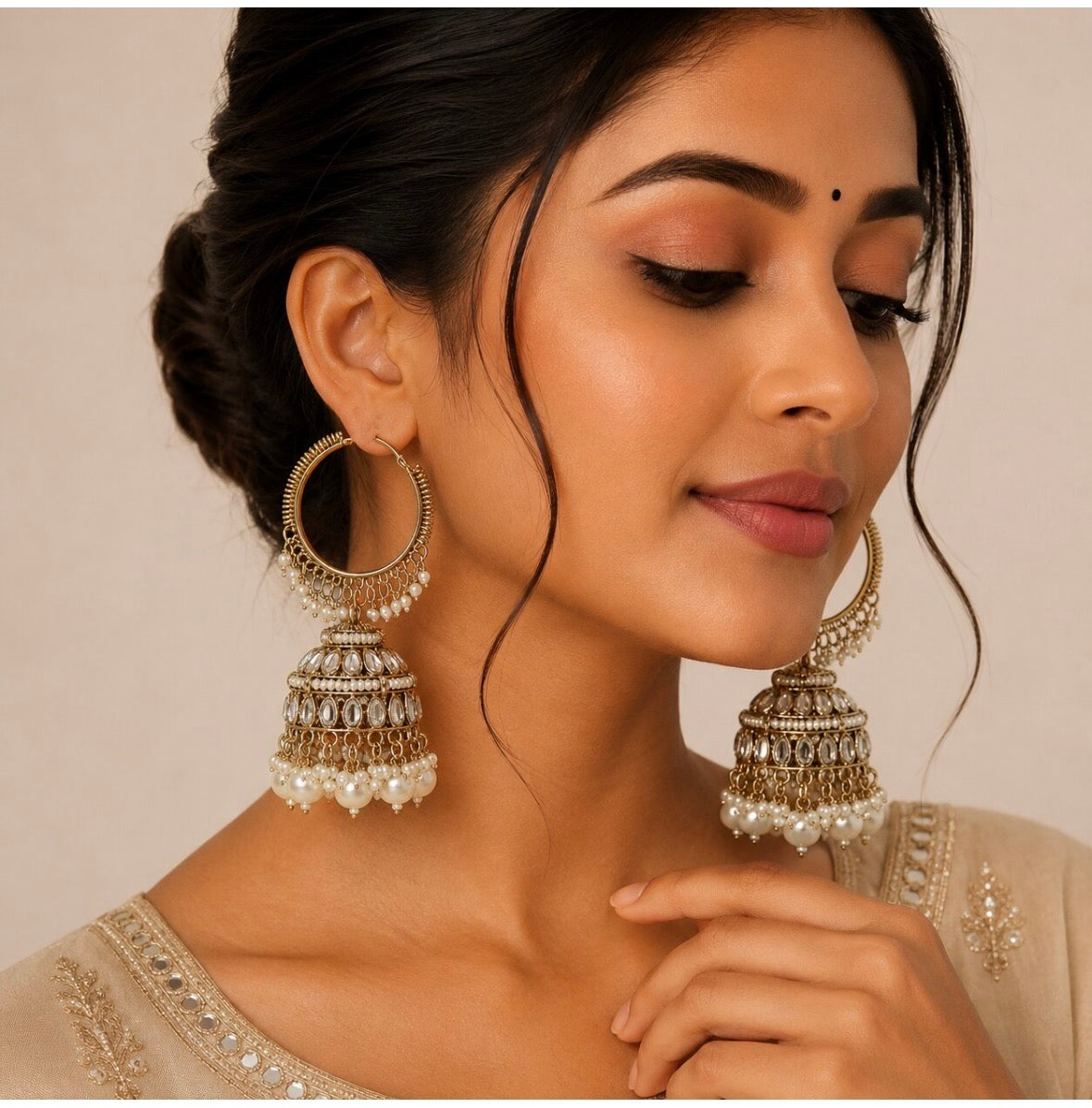 Luna Luxe™ Premium Traditional Gold-Plated Kundan Jhumka Earrings | Ethnic Party & Wedding Wear | Multi-Color Variants