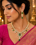 Luna Luxe™ Royal Kundan Emerald Bridal Necklace Set