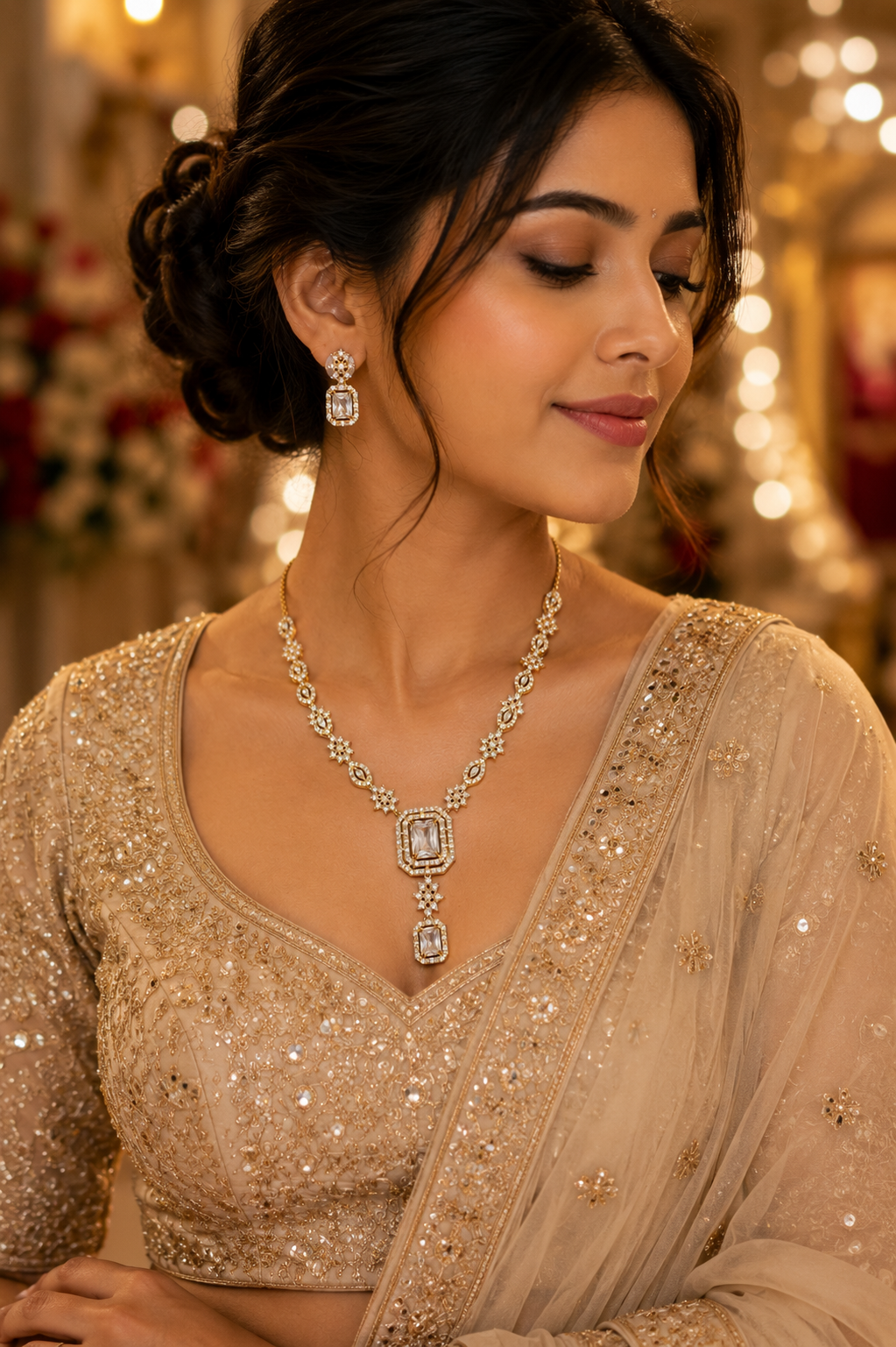 Luna Luxe™ Royal Emerald Crystal Necklace & Earrings Set