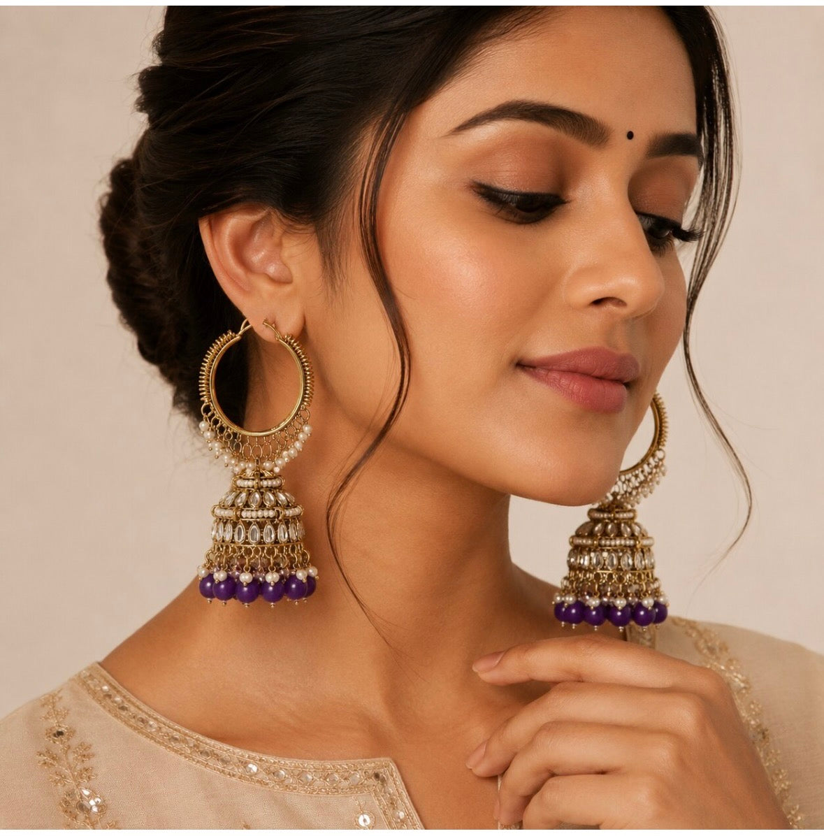 Luna Luxe™ Premium Traditional Gold-Plated Kundan Jhumka Earrings | Ethnic Party & Wedding Wear | Multi-Color Variants