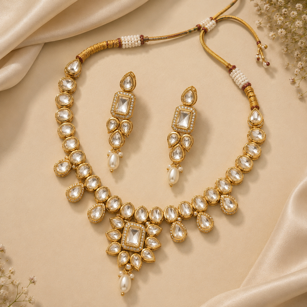 Luna Luxe™ Royal Kundan Emerald Bridal Necklace Set