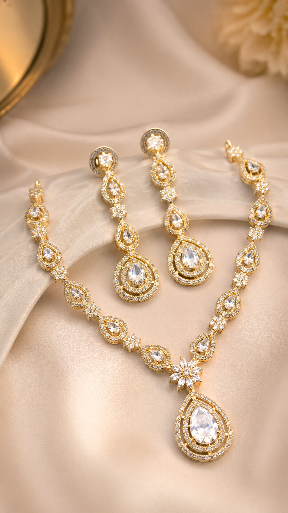 Luna Luxe™ Royal Teardrop Crystal Necklace & Earrings Set