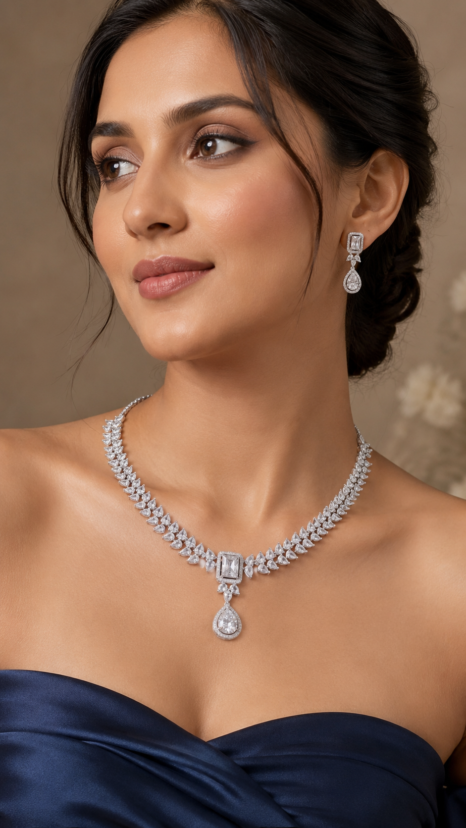 Luna Luxe™ Royal Diamond Crystal Bridal Necklace & Earrings Set