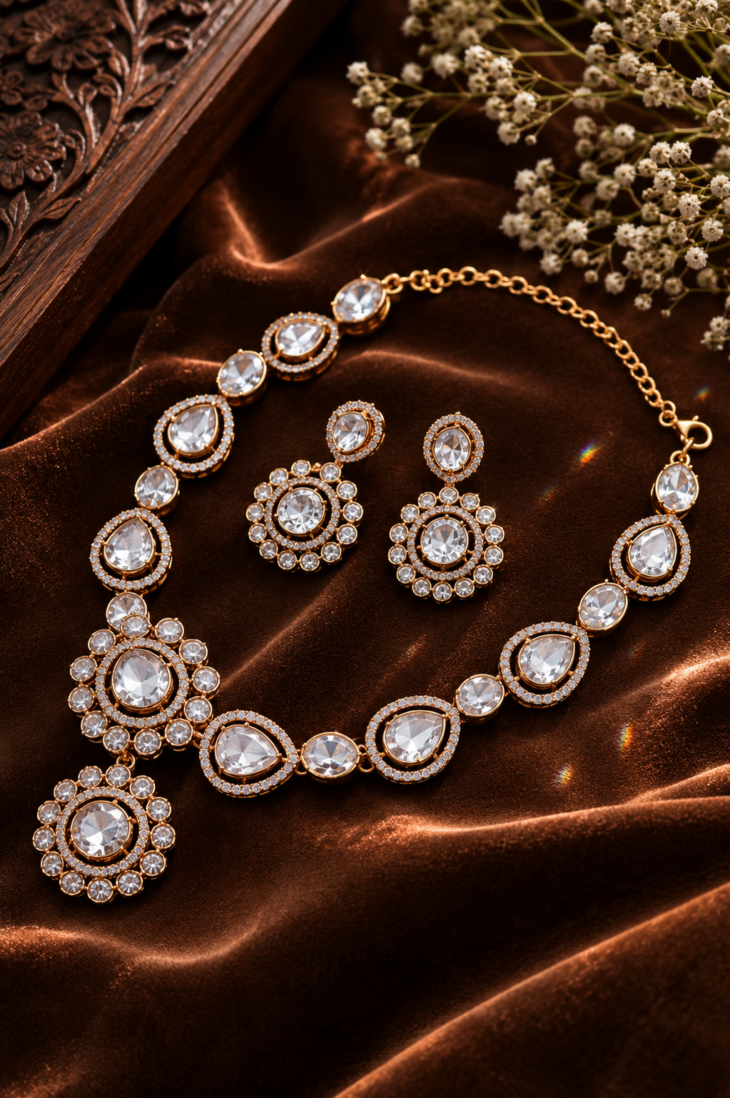 Luna Luxe™ Royal Crystal Bridal Necklace Set with Earrings