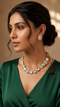 Luna Luxe™ Gold Crystal Statement Necklace & Stud Earrings Set