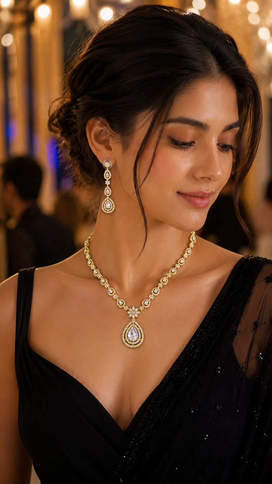 Luna Luxe™ Royal Teardrop Crystal Necklace & Earrings Set