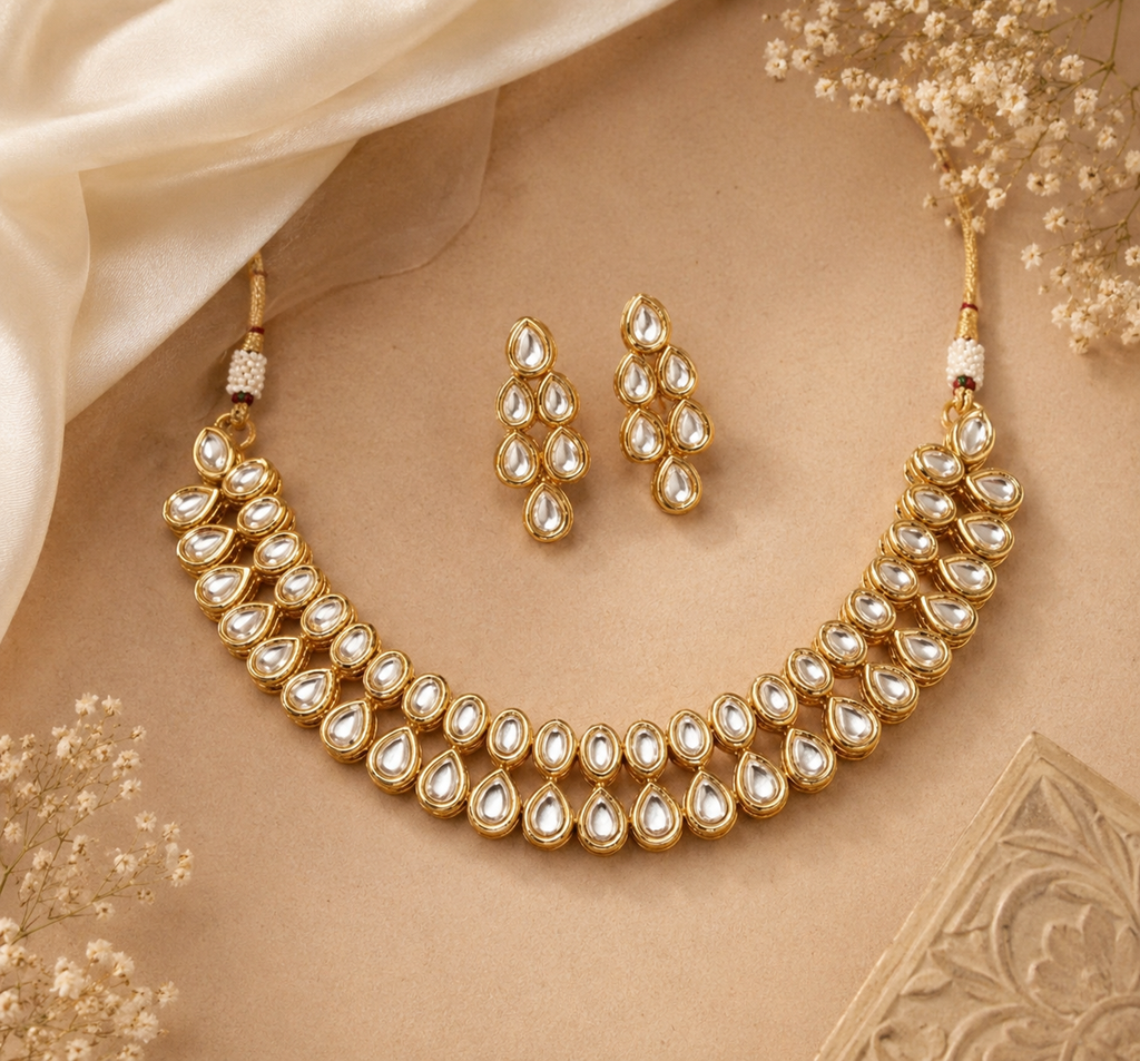 Luna Luxe™ Royal Kundan Choker Necklace Set with Earrings