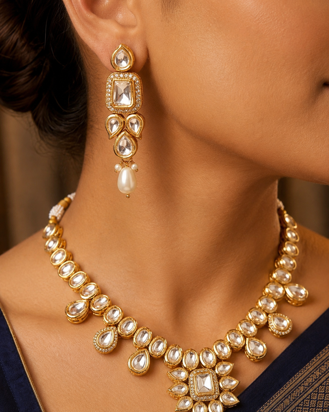 Luna Luxe™ Royal Kundan Emerald Bridal Necklace Set