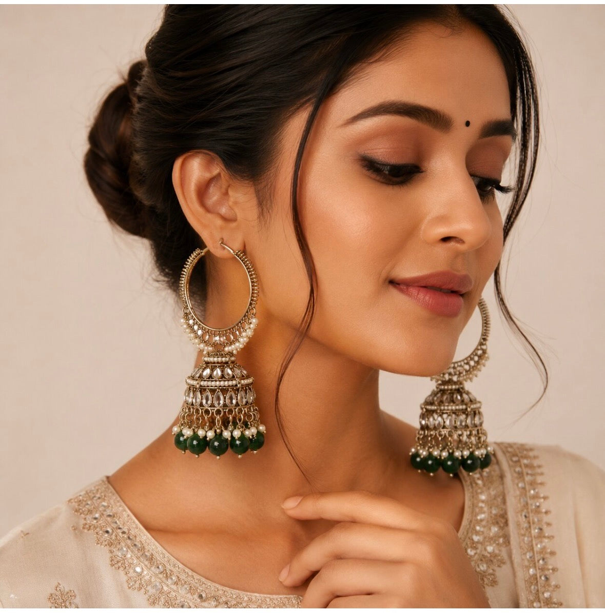 Luna Luxe™ Premium Traditional Gold-Plated Kundan Jhumka Earrings | Ethnic Party & Wedding Wear | Multi-Color Variants