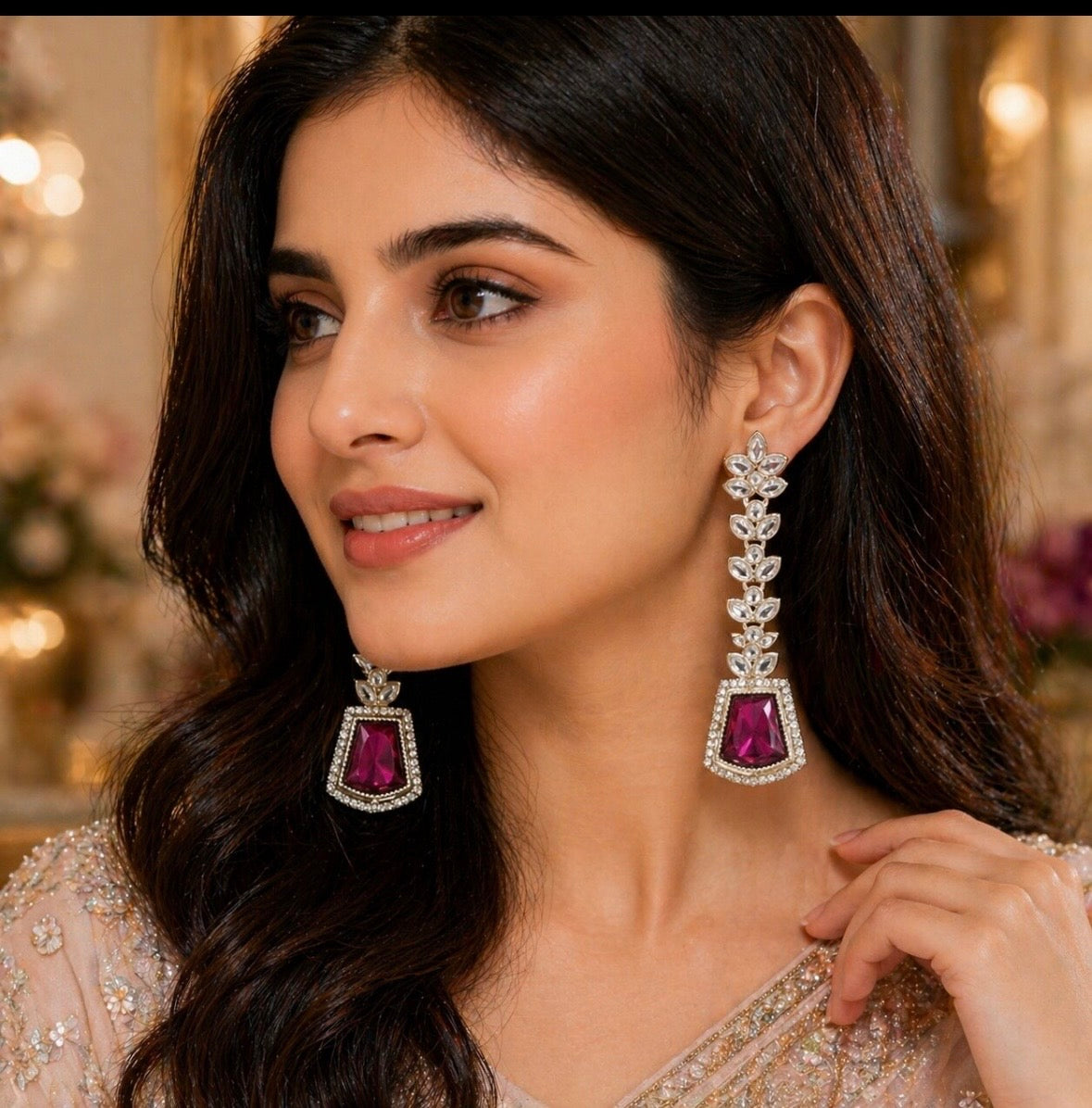 Luna Luxe™ Premium Crystal Long Statement Earrings | Luxury Party & Wedding Wear for Women