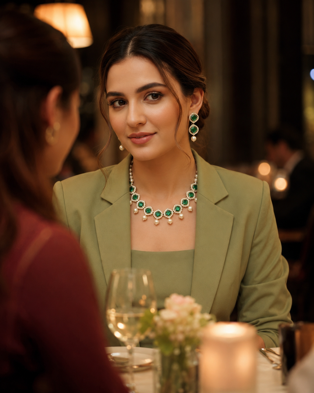 Luna Luxe™ Emerald Pearl Luxury Necklace & Earrings Set