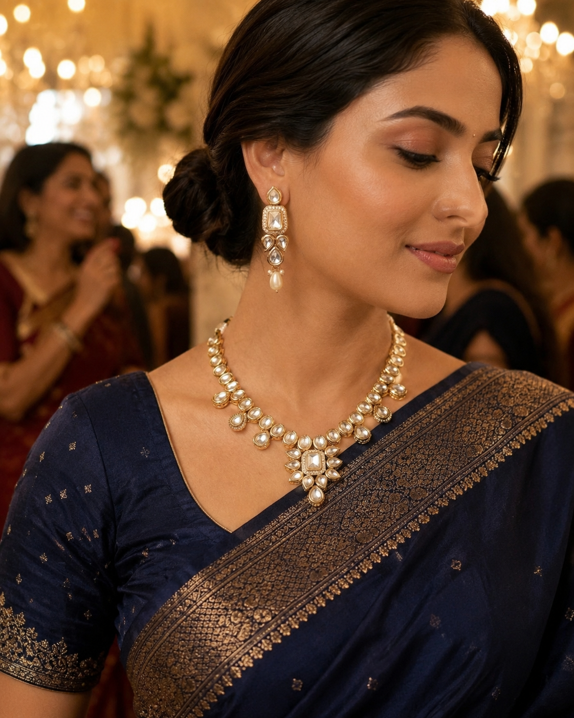 Luna Luxe™ Royal Kundan Emerald Bridal Necklace Set