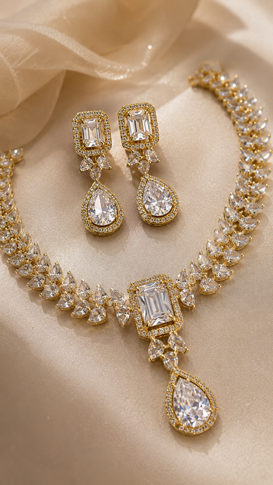 Luna Luxe™ Royal Diamond Crystal Bridal Necklace & Earrings Set