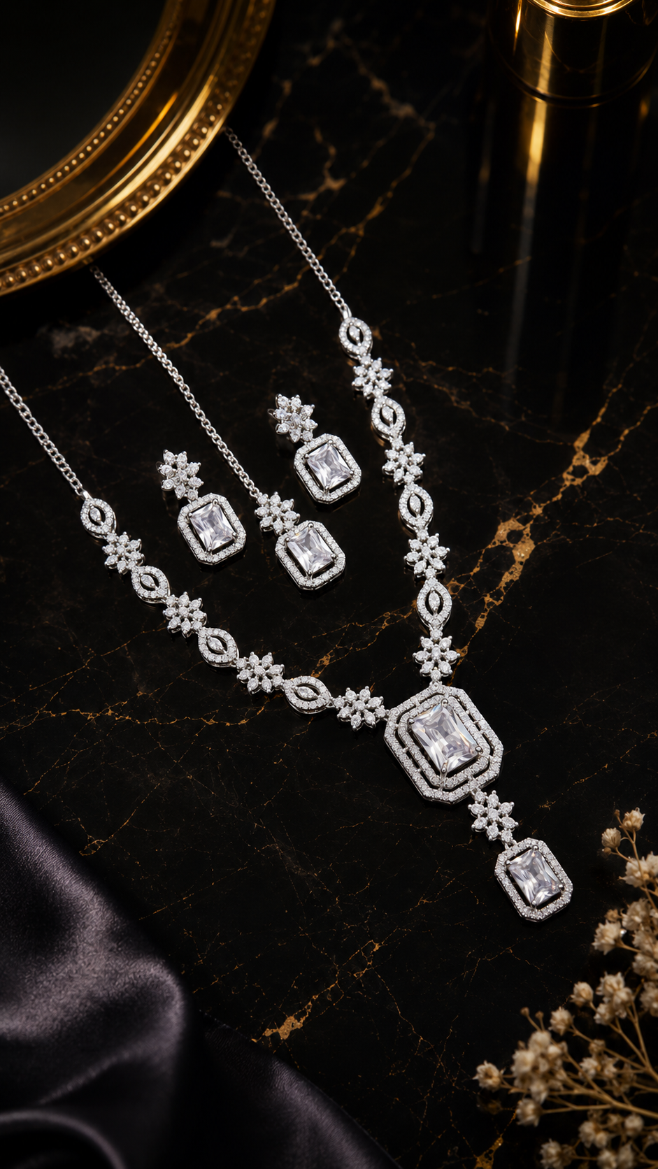 Luna Luxe™ Royal Emerald Crystal Necklace & Earrings Set