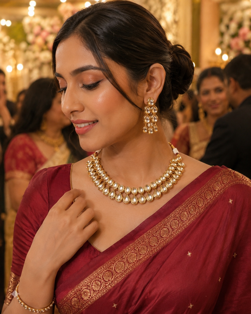 Luna Luxe™ Royal Kundan Choker Necklace Set with Earrings