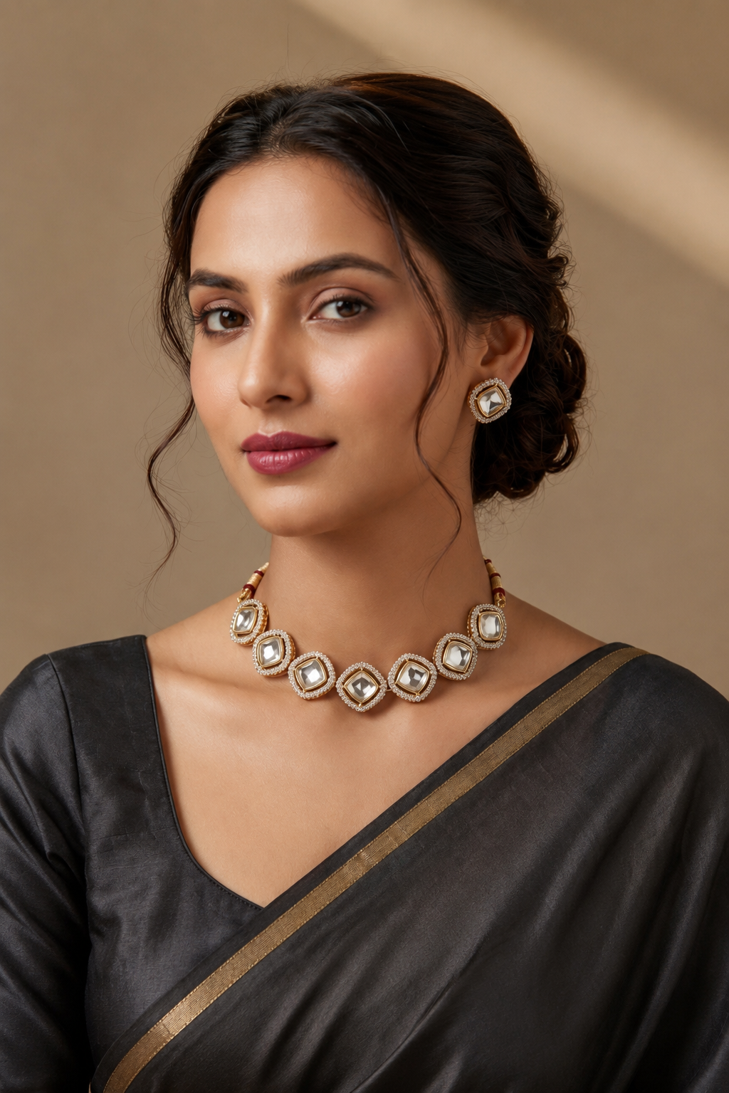 Luna Luxe™ Royal Kundan Pearl Necklace & Earrings Set
