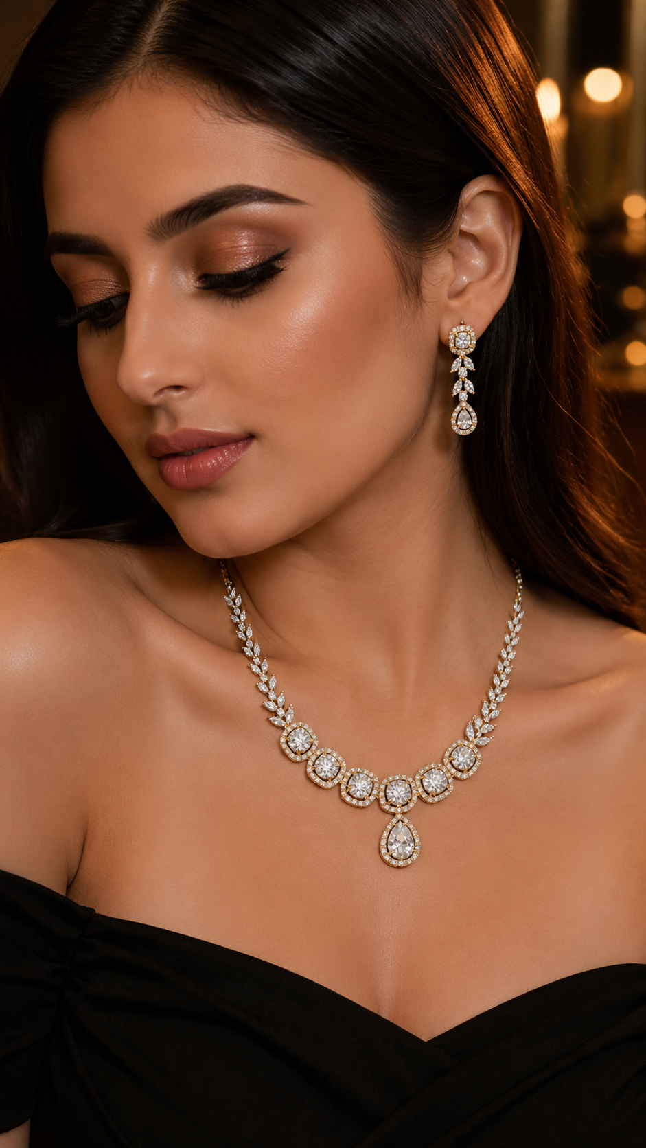 Luna Luxe™ Royal Crystal Bridal Necklace Set | Premium Wedding Jewelry