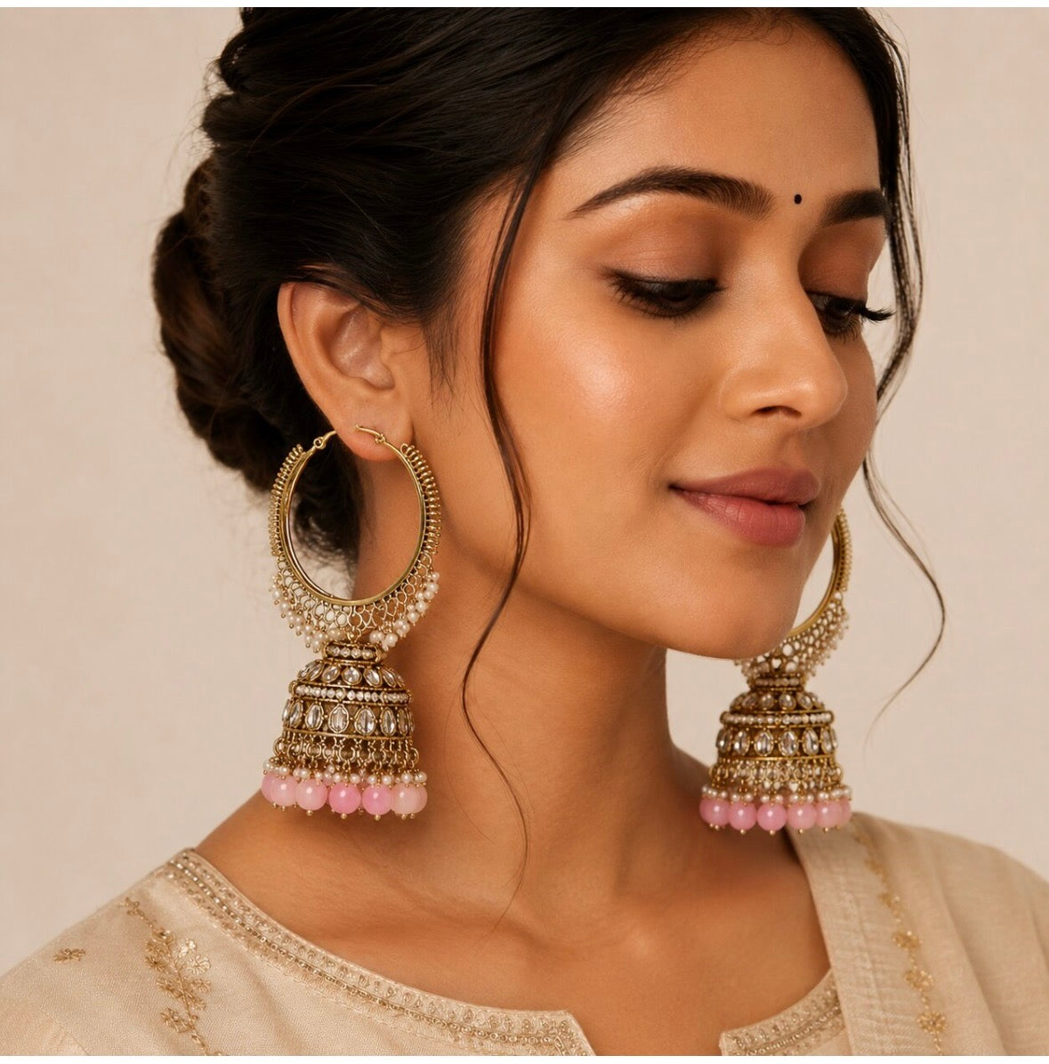 Luna Luxe™ Premium Traditional Gold-Plated Kundan Jhumka Earrings | Ethnic Party & Wedding Wear | Multi-Color Variants