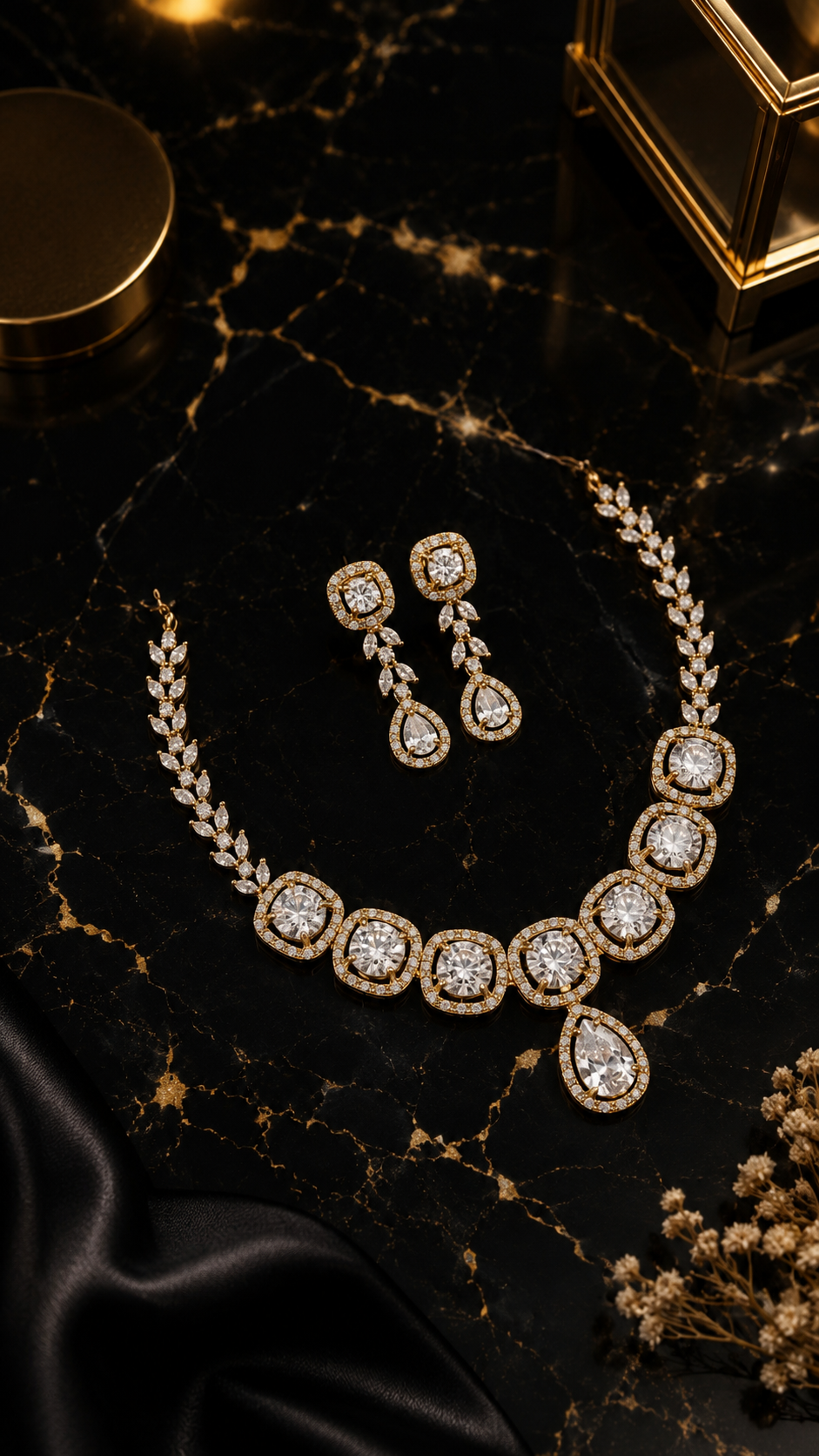 Luna Luxe™ Royal Crystal Bridal Necklace Set | Premium Wedding Jewelry