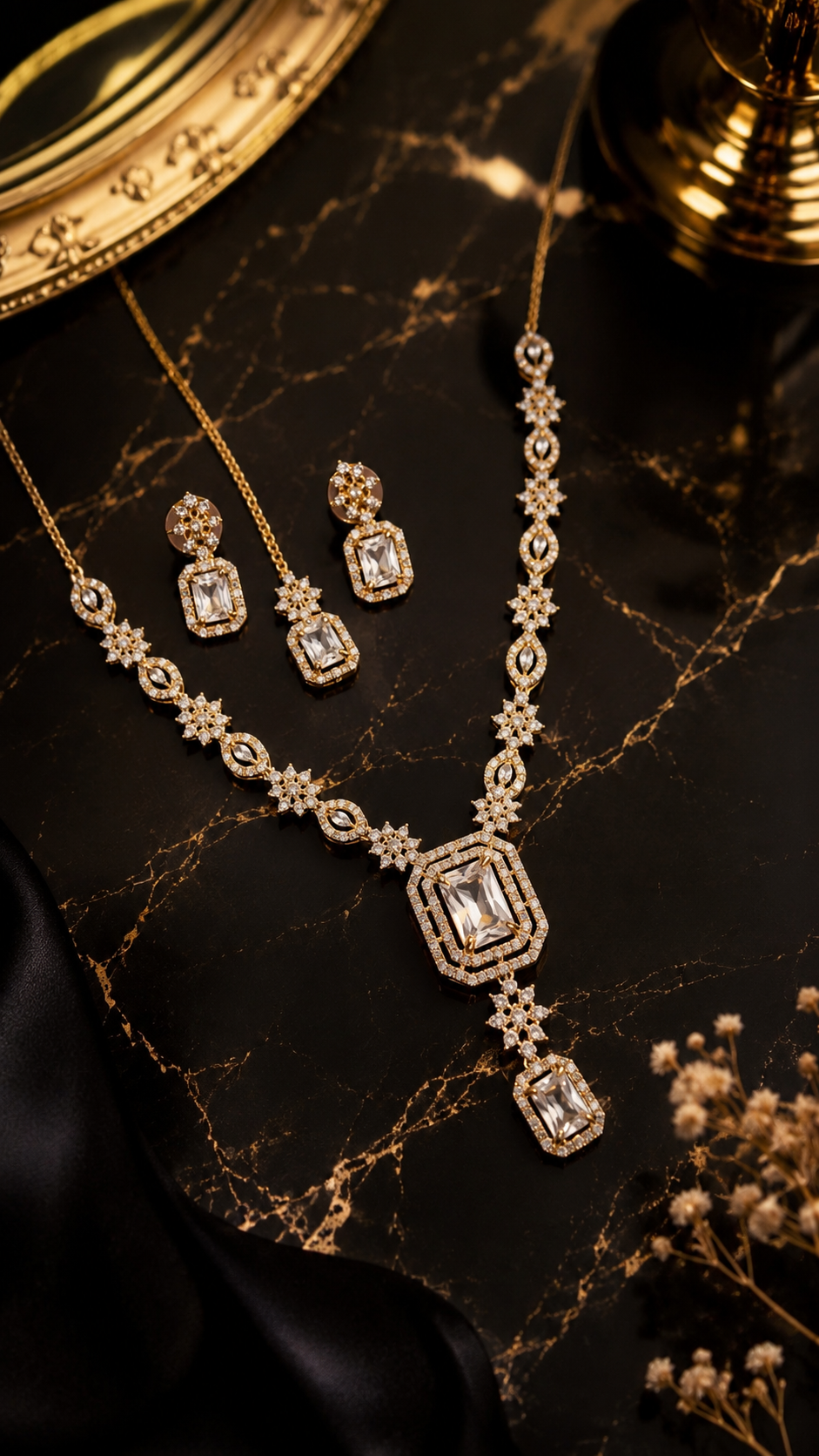 Luna Luxe™ Royal Emerald Crystal Necklace & Earrings Set