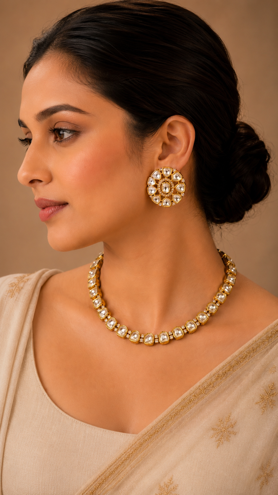 Luna Luxe™ Gold Crystal Tennis Necklace & Stud Earrings Set
