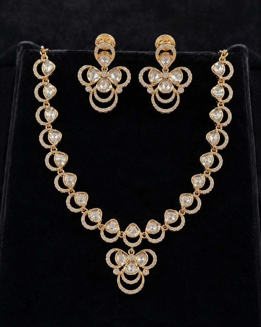 Luna Luxe™ Gold Heart Crystal Necklace & Earrings Set