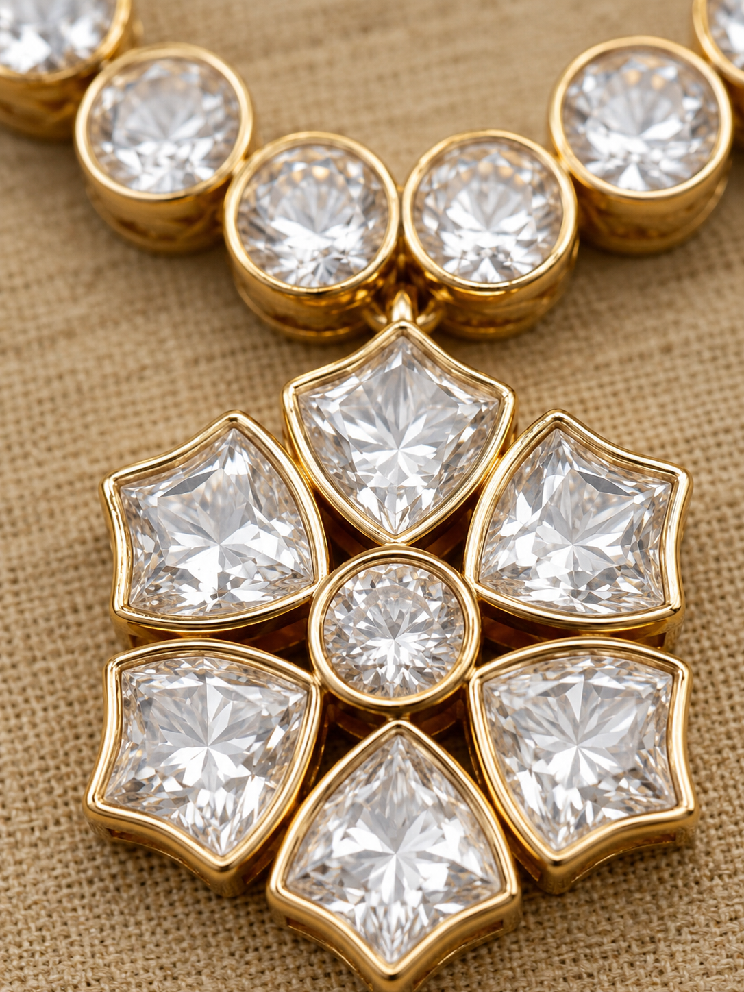 Luna Luxe™ Gold Floral Crystal Necklace & Earrings Set