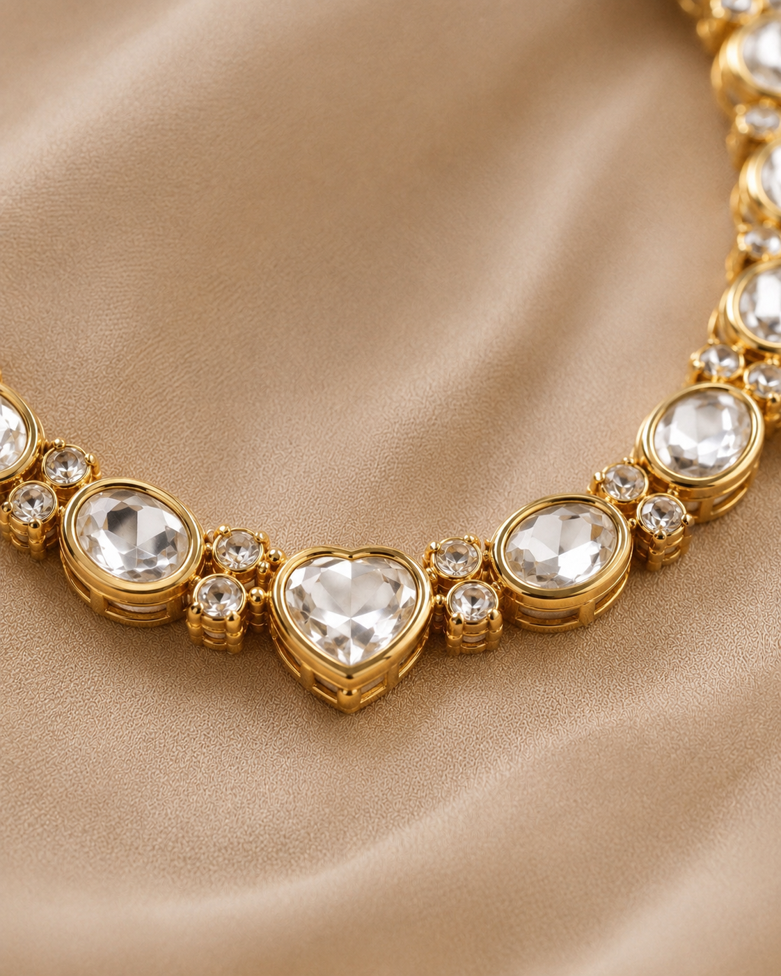 Luna Luxe™ Gold Kundan Crystal Necklace & Earrings Set
