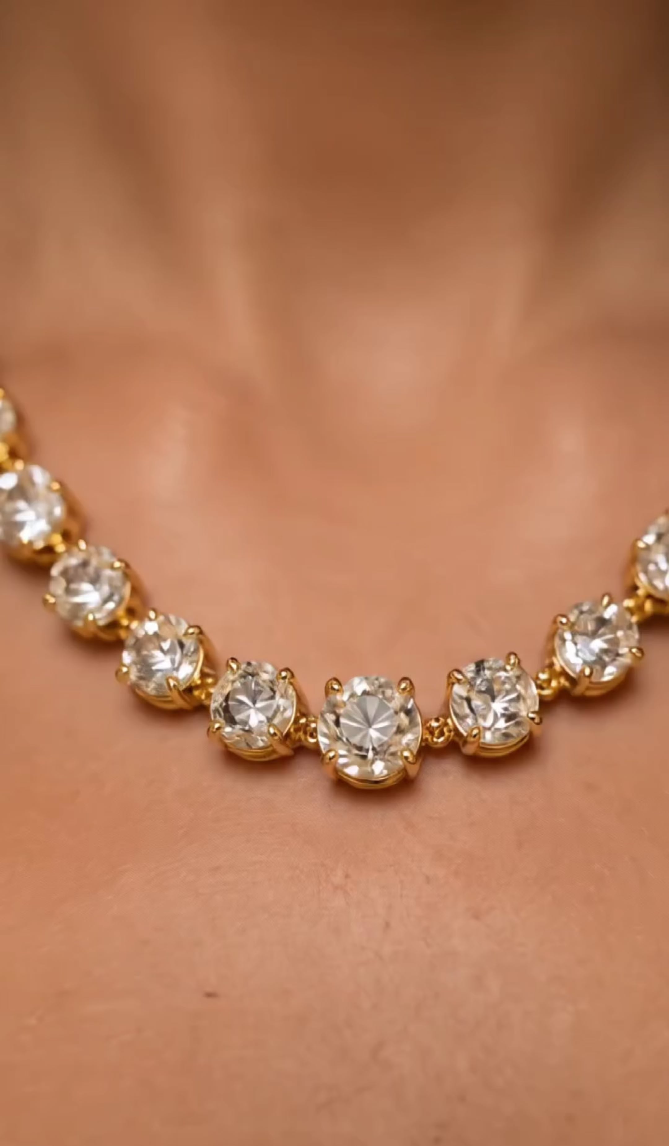 Luna Luxe™ Gold Crystal Tennis Necklace & Stud Earrings Set