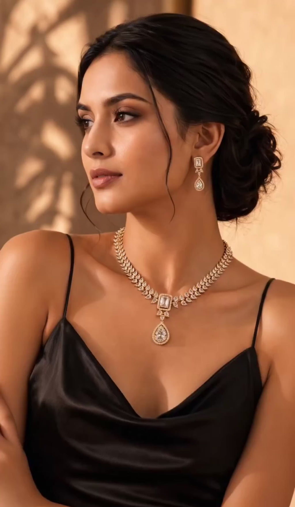 Luna Luxe™ Royal Diamond Crystal Bridal Necklace & Earrings Set
