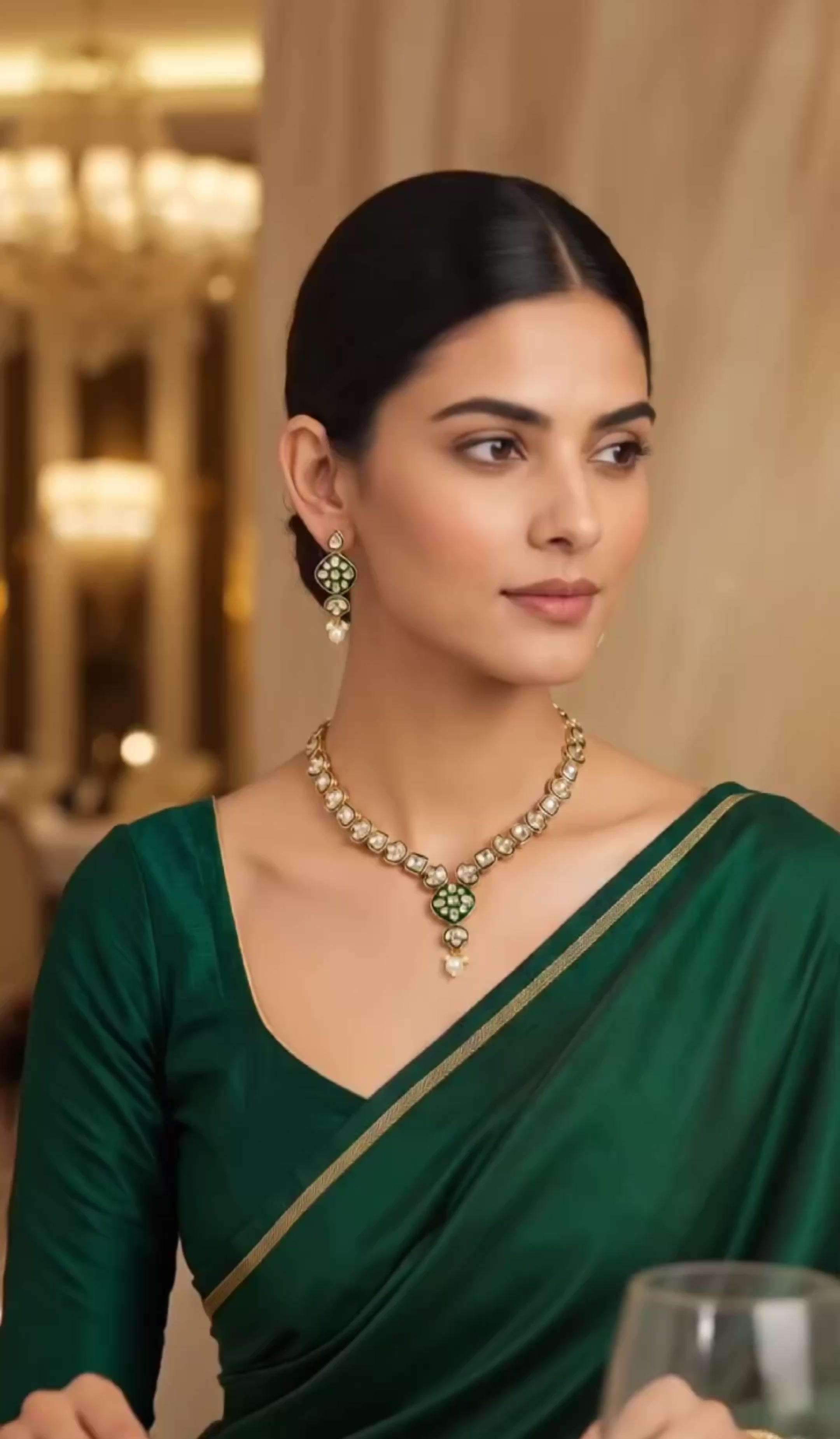 Luna Luxe™ Emerald Crystal Statement Necklace & Earrings Set
