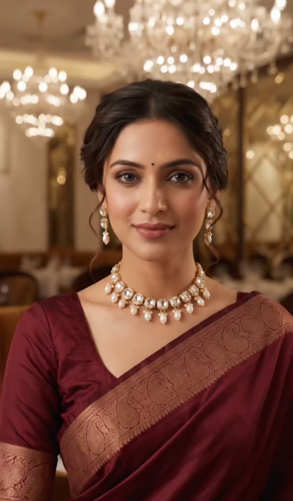 Luna Luxe™ Royal Pearl Drop Kundan Necklace & Earrings Set