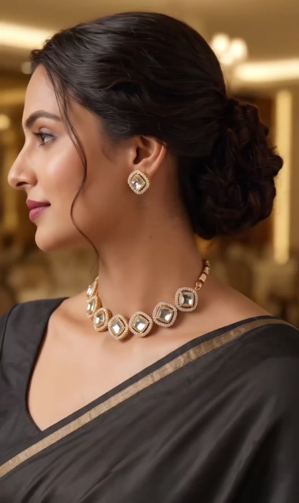 Luna Luxe™ Royal Kundan Pearl Necklace & Earrings Set