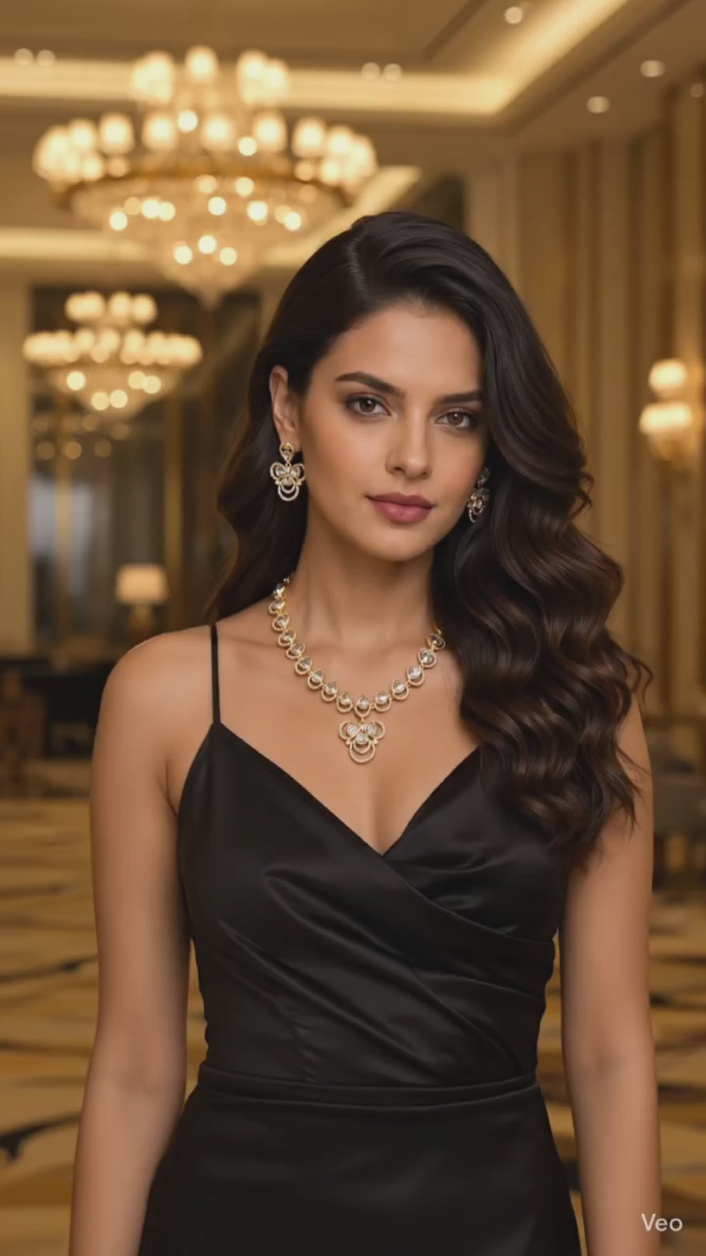 Luna Luxe™ Gold Heart Crystal Necklace & Earrings Set