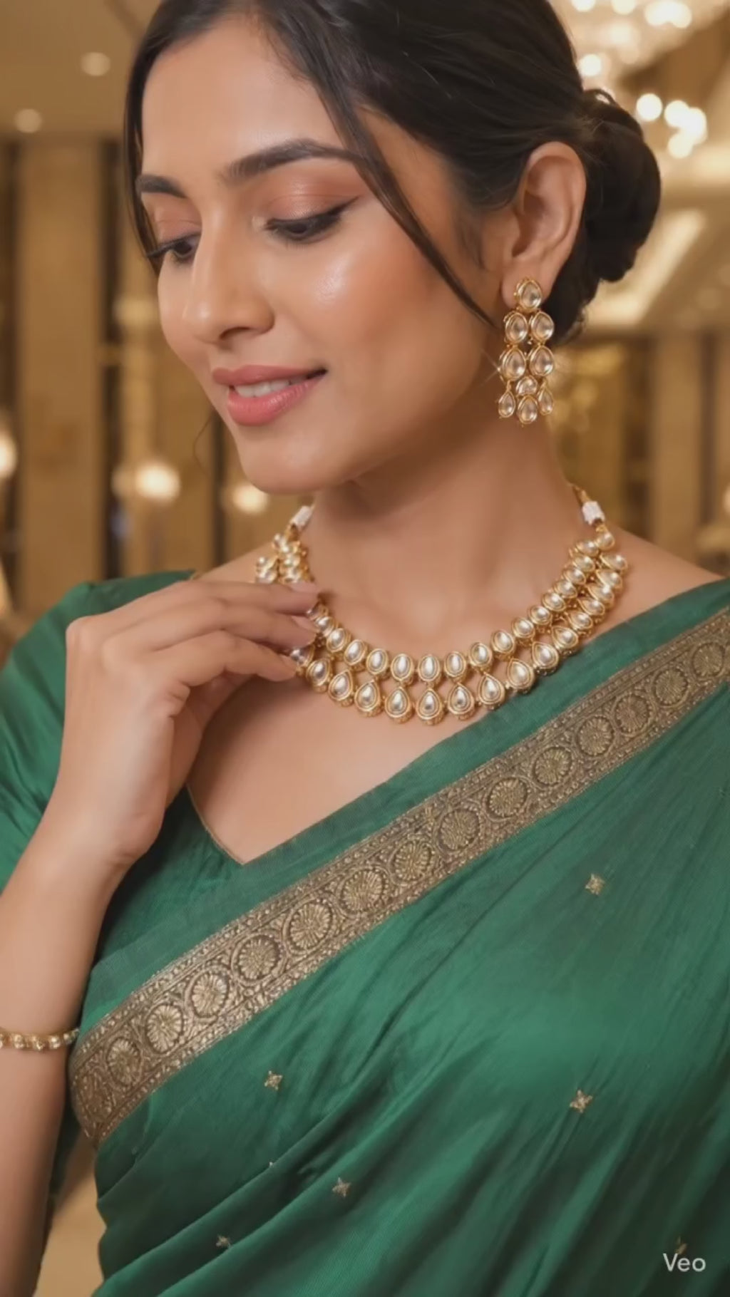 Luna Luxe™ Royal Kundan Choker Necklace Set with Earrings