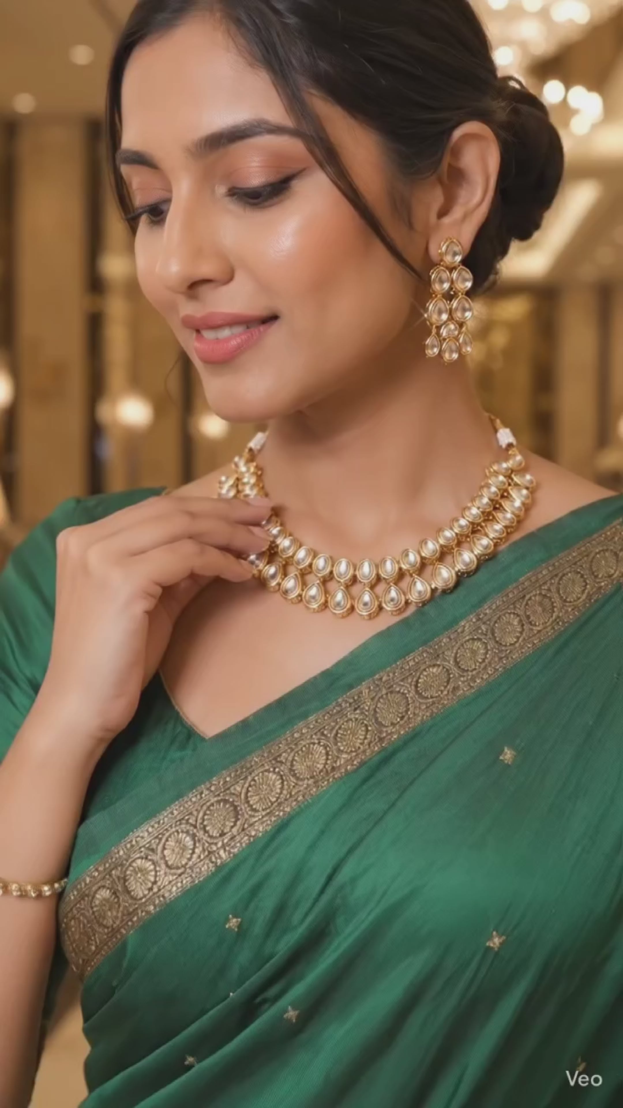 Luna Luxe™ Royal Kundan Choker Necklace Set with Earrings