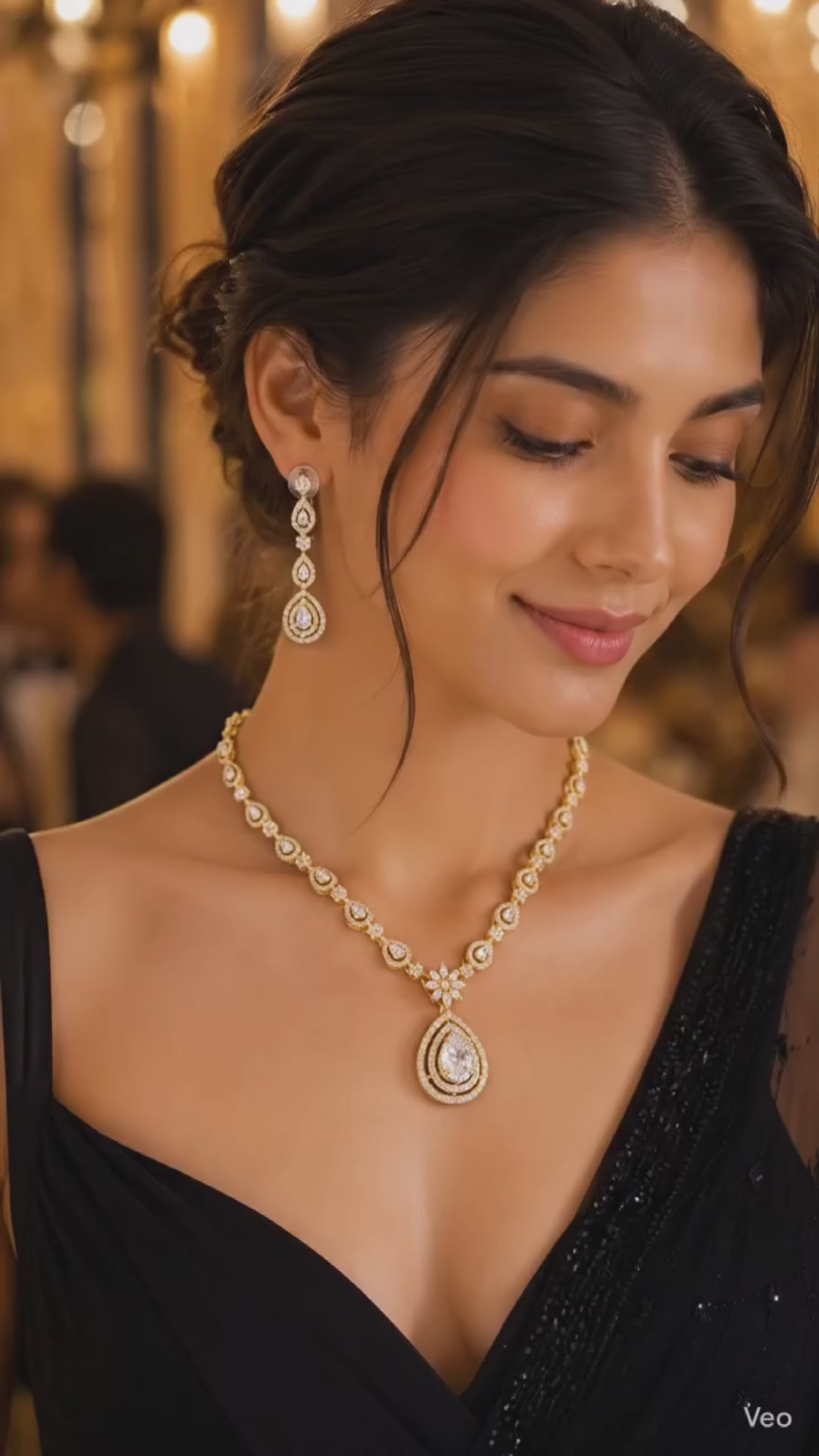 Luna Luxe™ Royal Teardrop Crystal Necklace & Earrings Set